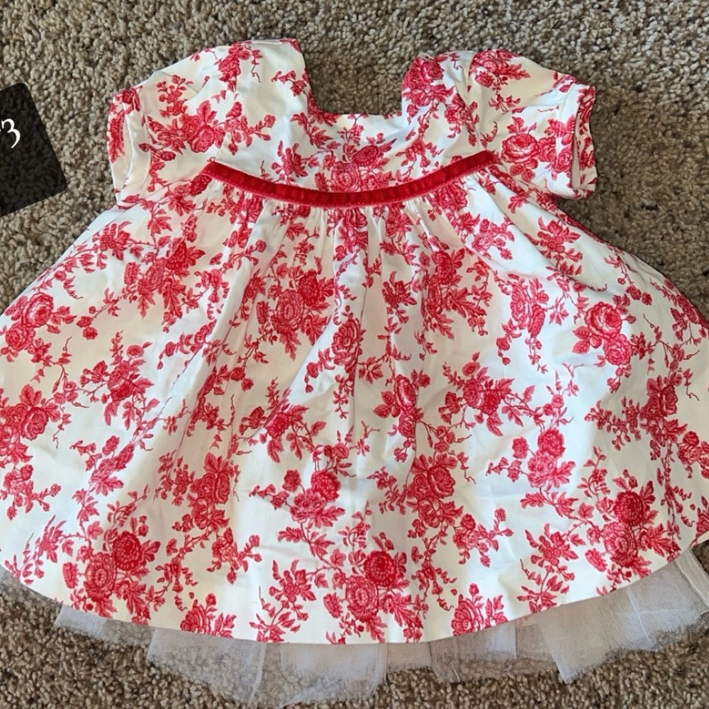 Janie and Jack Red and White Floral Dress